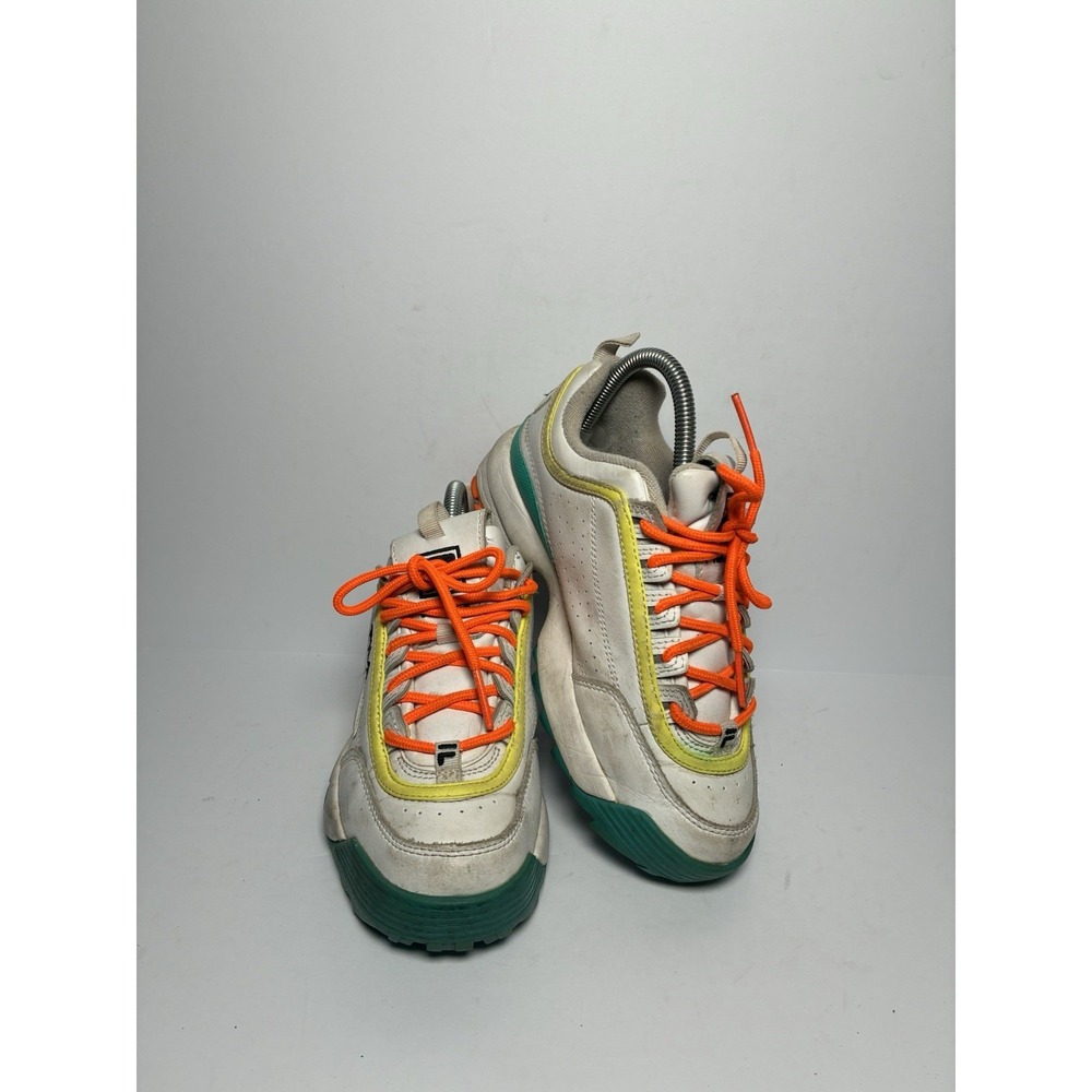 FILA Disruptor Chunky Sneakers White Yellow Teal Orange Trailblazer Retro US 6